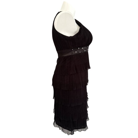 Jessica Howard Evenings NWT Black Tiered Keyhole Beaded Dress, Women's Size 14 - Picture 5 of 10